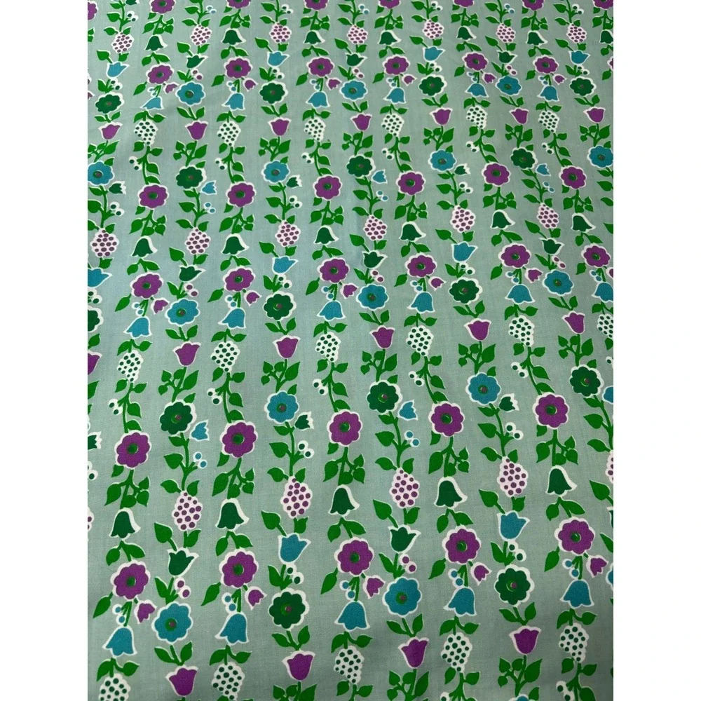 ✨ GORGEOUS GROOVY FLOWER VTG COTTON FABRIC - Burlington 2.7 yards 100